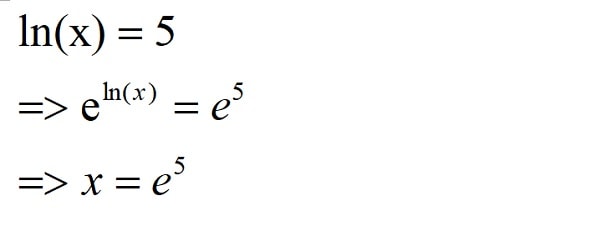 Solving ln(x) = 5
