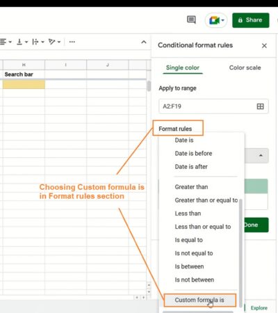 Creating a search bar in Google Sheets - Step 2
