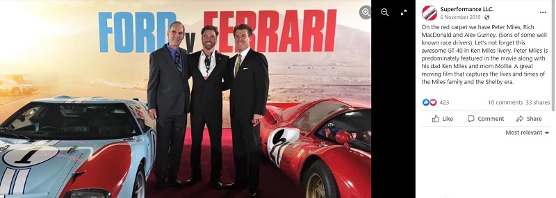 Peter Miles on the red carpet of 'Ford v Ferrari'