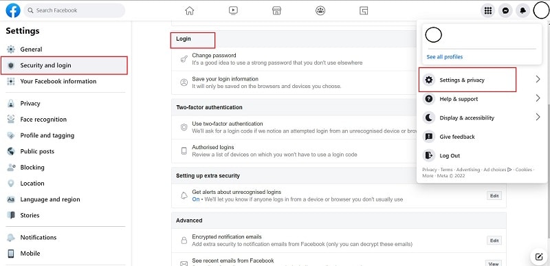 Facebook login setting