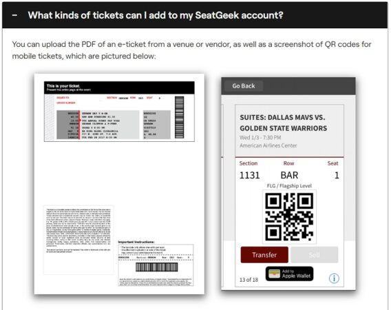 SeatGeek allows screenshots of QR codes for mobile tickets