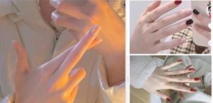 Female hands stop growing
