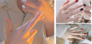 Female hands stop growing