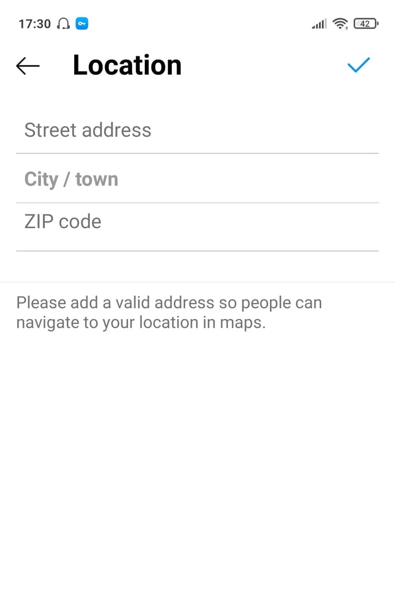 Fill in the information of your address