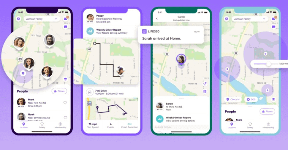 4 phones, life360 app