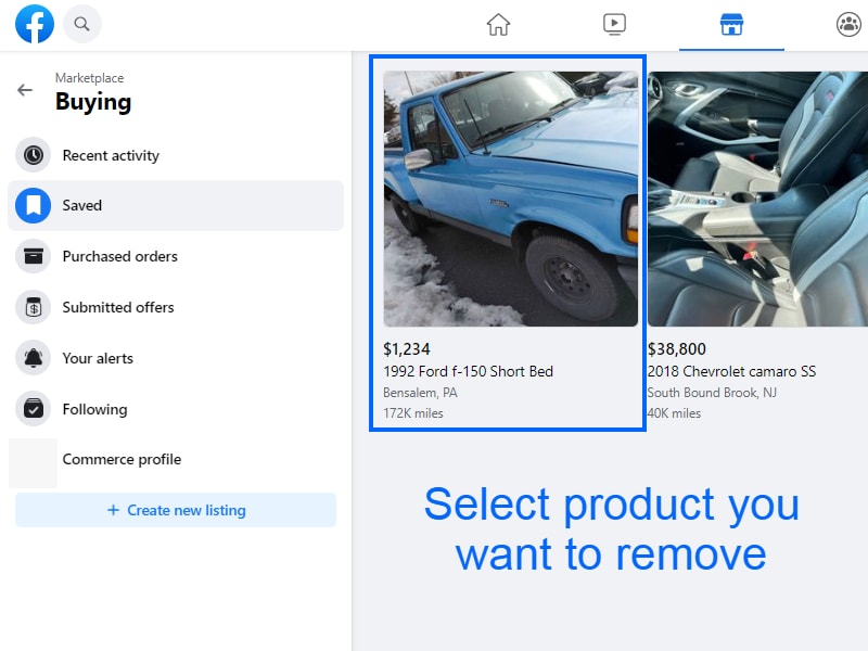 Select the product you want to remove