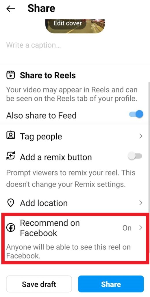 Share reel from Instagram to Facebook