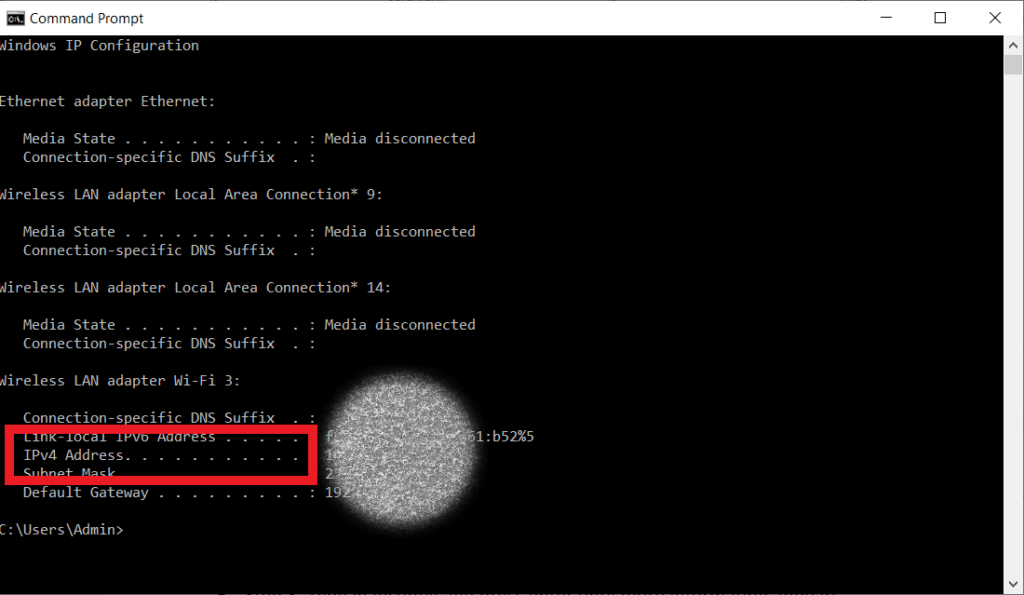 Copy the information of the IPv4 address