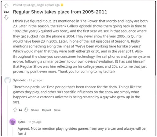 Regular Show could take place between 2005 and 2011