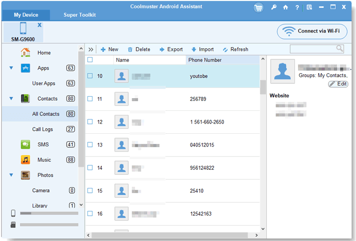 Enter the contacts management window