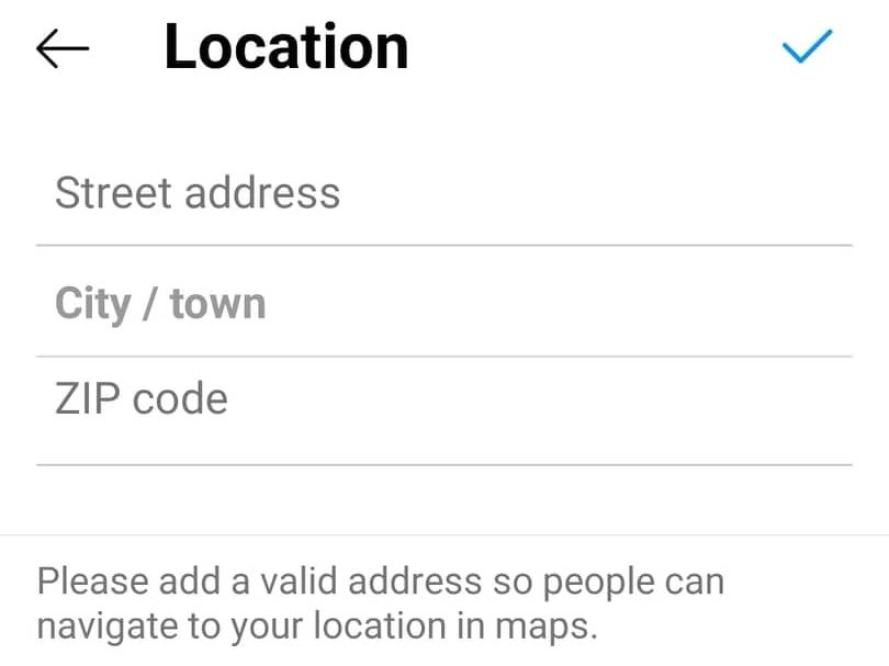 Fill in the information of your address